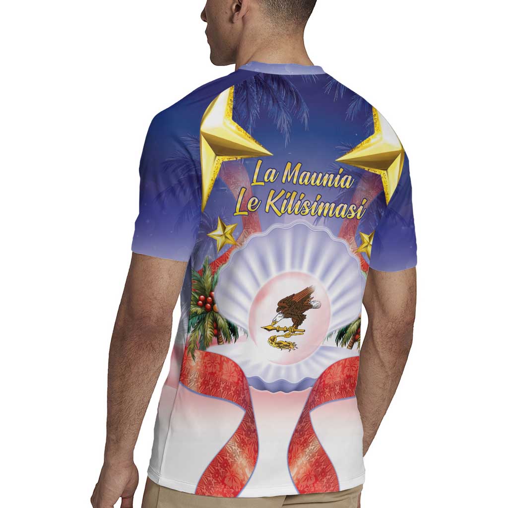 American Samoa Christmas Rugby Jersey Seashell Santa Beach Vibes LT05 - Polynesian Pride