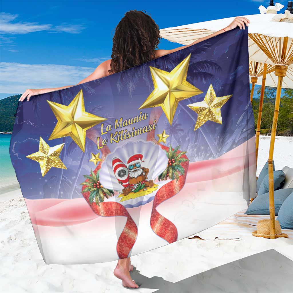 American Samoa Christmas Sarong Seashell Santa Beach Vibes - Polynesian Pride