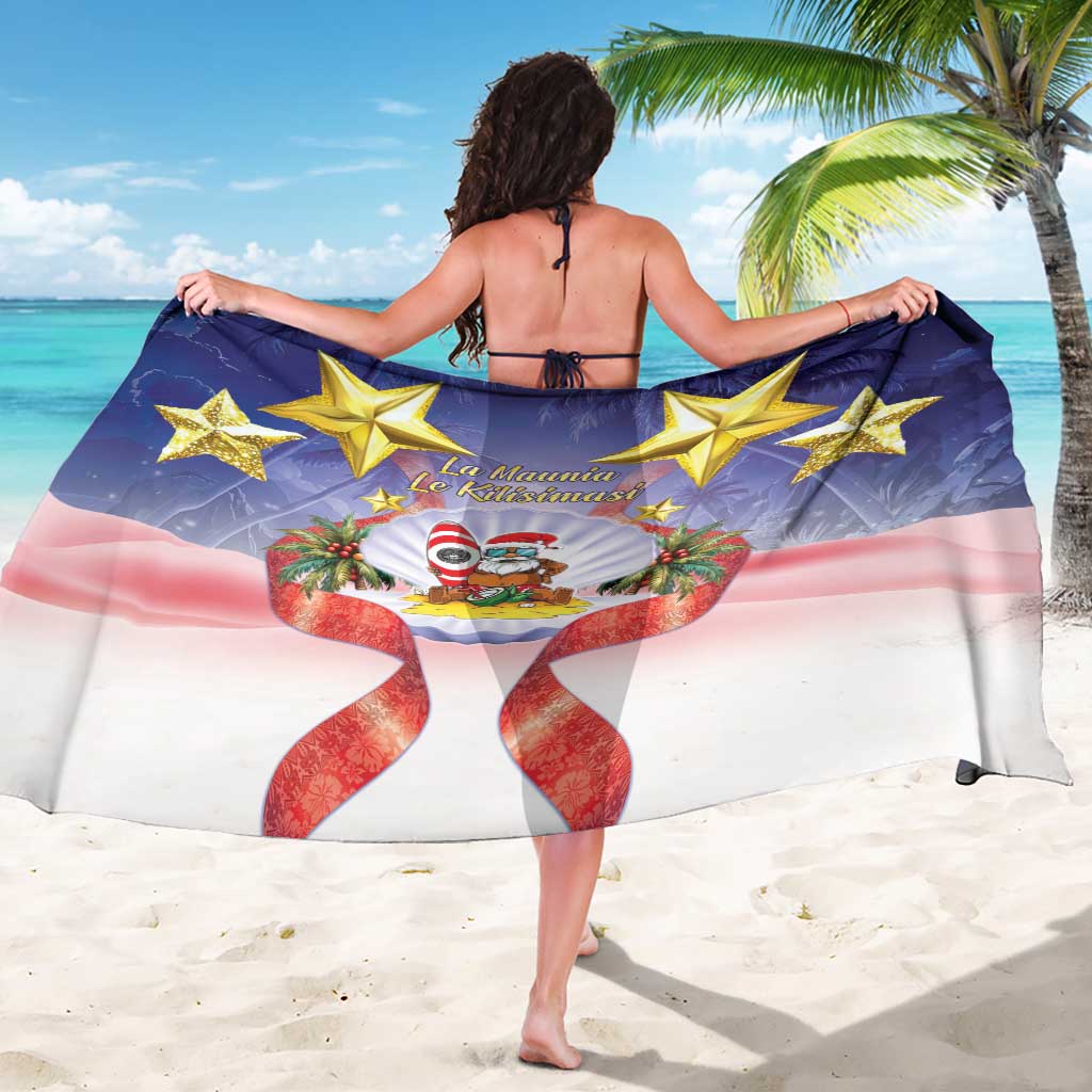American Samoa Christmas Sarong Seashell Santa Beach Vibes - Polynesian Pride