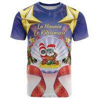 American Samoa Christmas T Shirt Seashell Santa Beach Vibes - Polynesian Pride