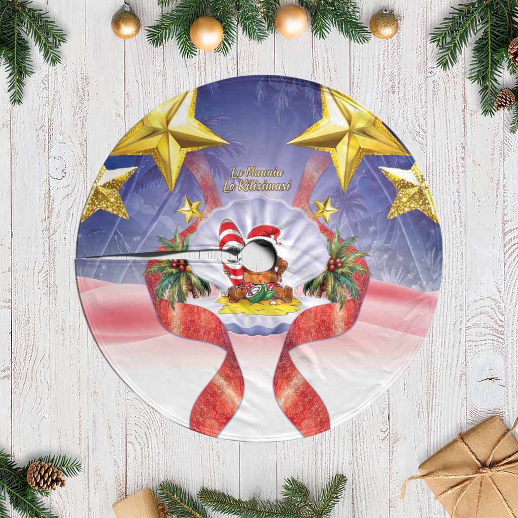 American Samoa Christmas Tree Skirt Seashell Santa Beach Vibes - Polynesian Pride