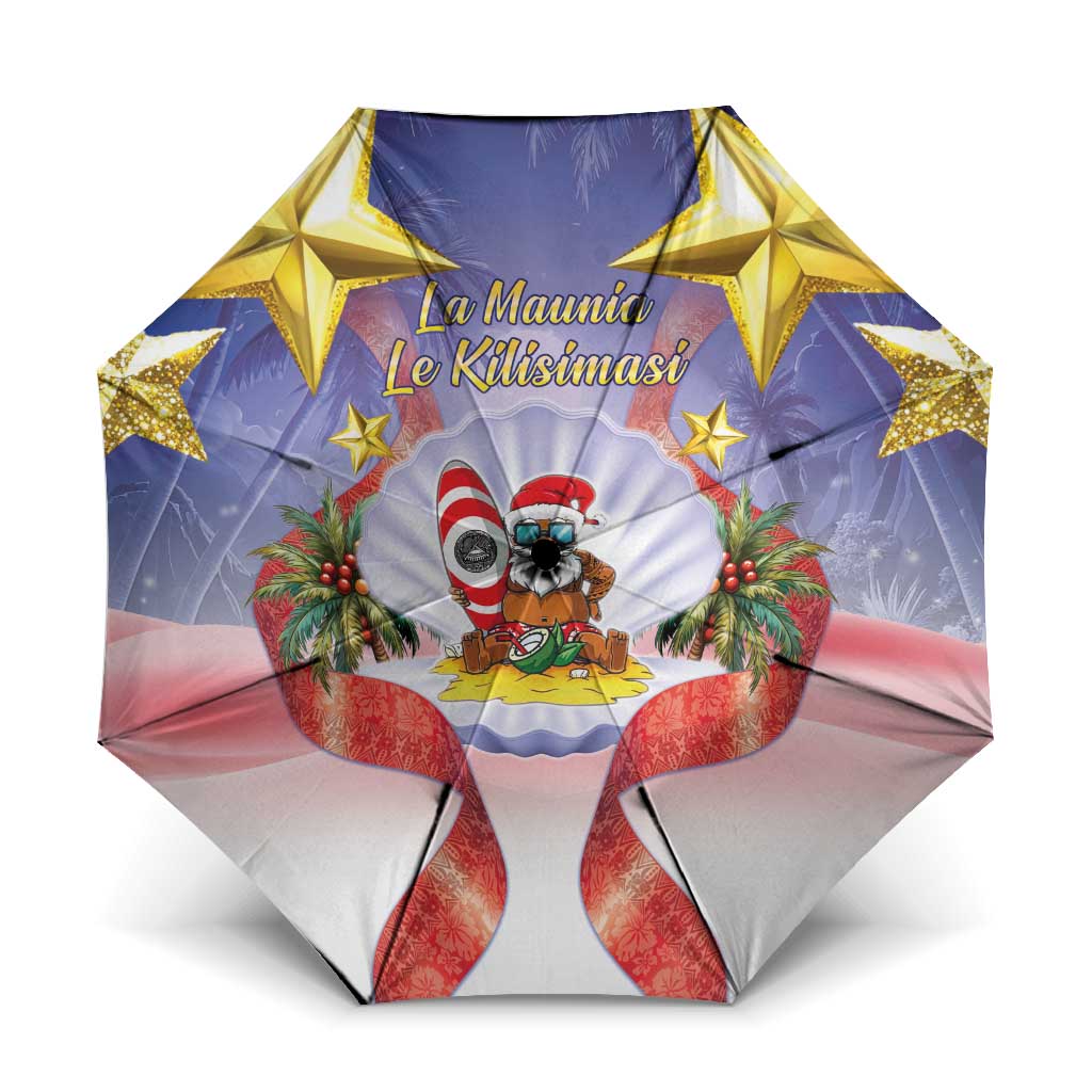 American Samoa Christmas Umbrella Seashell Santa Beach Vibes - Polynesian Pride