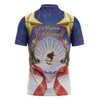 American Samoa Christmas Zipper Polo Shirt Seashell Santa Beach Vibes - Polynesian Pride