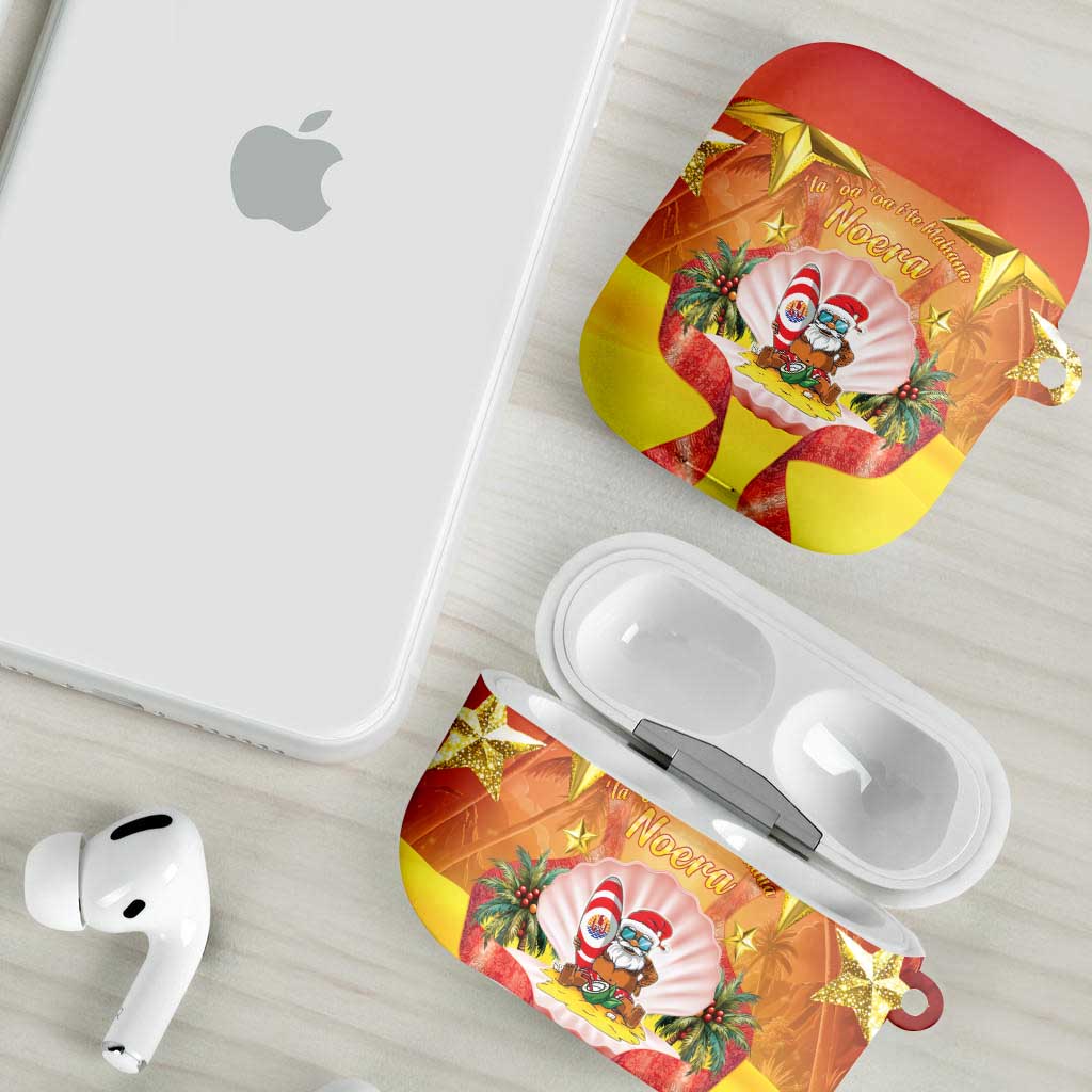 French Polynesia Christmas AirPods Case Seashell Santa Beach Vibes - Polynesian Pride