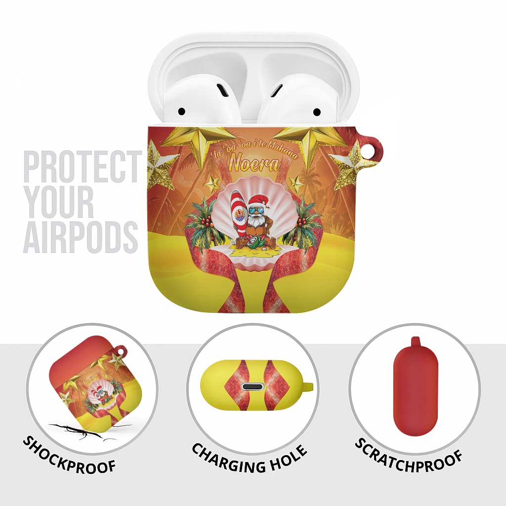 French Polynesia Christmas AirPods Case Seashell Santa Beach Vibes - Polynesian Pride