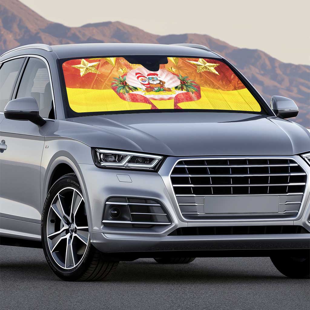 French Polynesia Christmas Auto Sun Shade Seashell Santa Beach Vibes - Polynesian Pride