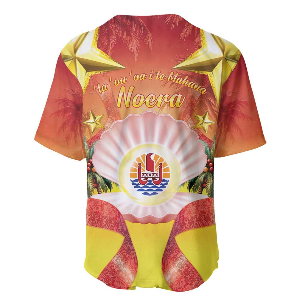 French Polynesia Christmas Baseball Jersey Seashell Santa Beach Vibes - Polynesian Pride