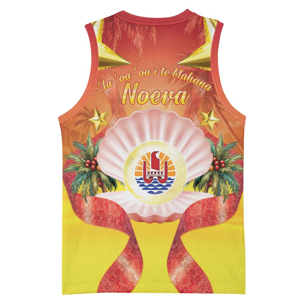 French Polynesia Christmas Basketball Jersey Seashell Santa Beach Vibes LT05 - Polynesian Pride