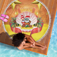 French Polynesia Christmas Beach Blanket Seashell Santa Beach Vibes LT05 - Polynesian Pride