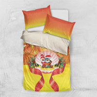 French Polynesia Christmas Bedding Set Seashell Santa Beach Vibes - Polynesian Pride