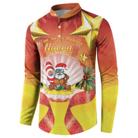 French Polynesia Christmas Button Sweatshirt Seashell Santa Beach Vibes LT05 - Polynesian Pride