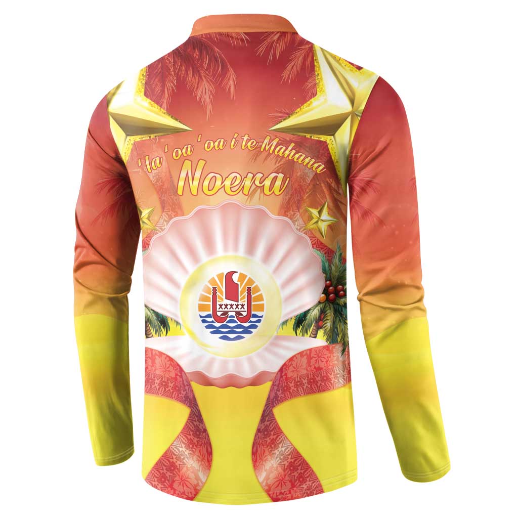 French Polynesia Christmas Button Sweatshirt Seashell Santa Beach Vibes LT05 - Polynesian Pride