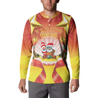 French Polynesia Christmas Button Sweatshirt Seashell Santa Beach Vibes LT05 - Polynesian Pride