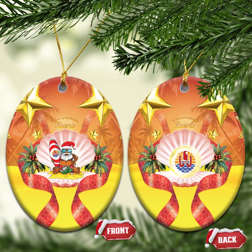 French Polynesia Christmas Ceramic Ornament Seashell Santa Beach Vibes - Polynesian Pride