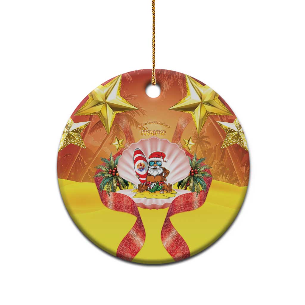 French Polynesia Christmas Ceramic Ornament Seashell Santa Beach Vibes - Polynesian Pride
