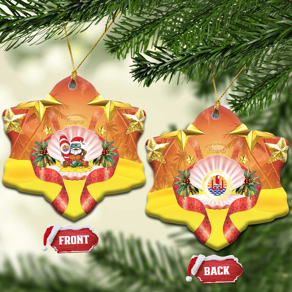 French Polynesia Christmas Ceramic Ornament Seashell Santa Beach Vibes - Polynesian Pride
