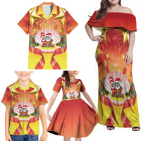 French Polynesia Christmas Family Matching Off Shoulder Maxi Dress and Hawaiian Shirt Seashell Santa Beach Vibes - Polynesian Pride
