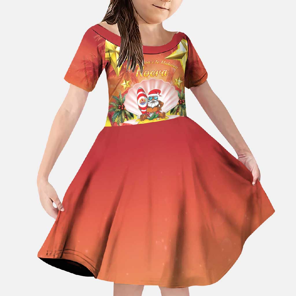 French Polynesia Christmas Family Matching Short Sleeve Bodycon Dress and Hawaiian Shirt Seashell Santa Beach Vibes - Polynesian Pride