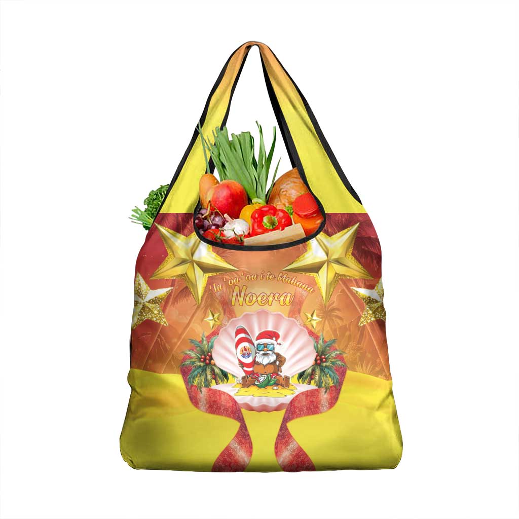 French Polynesia Christmas Grocery Bag Seashell Santa Beach Vibes LT05 1-pack One Size Orange - Polynesian Pride