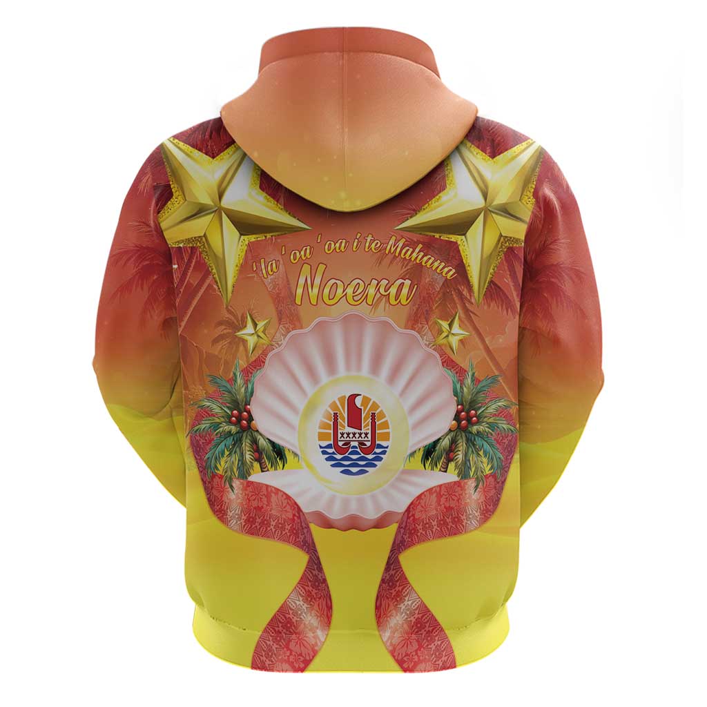 French Polynesia Christmas Hoodie Seashell Santa Beach Vibes - Polynesian Pride