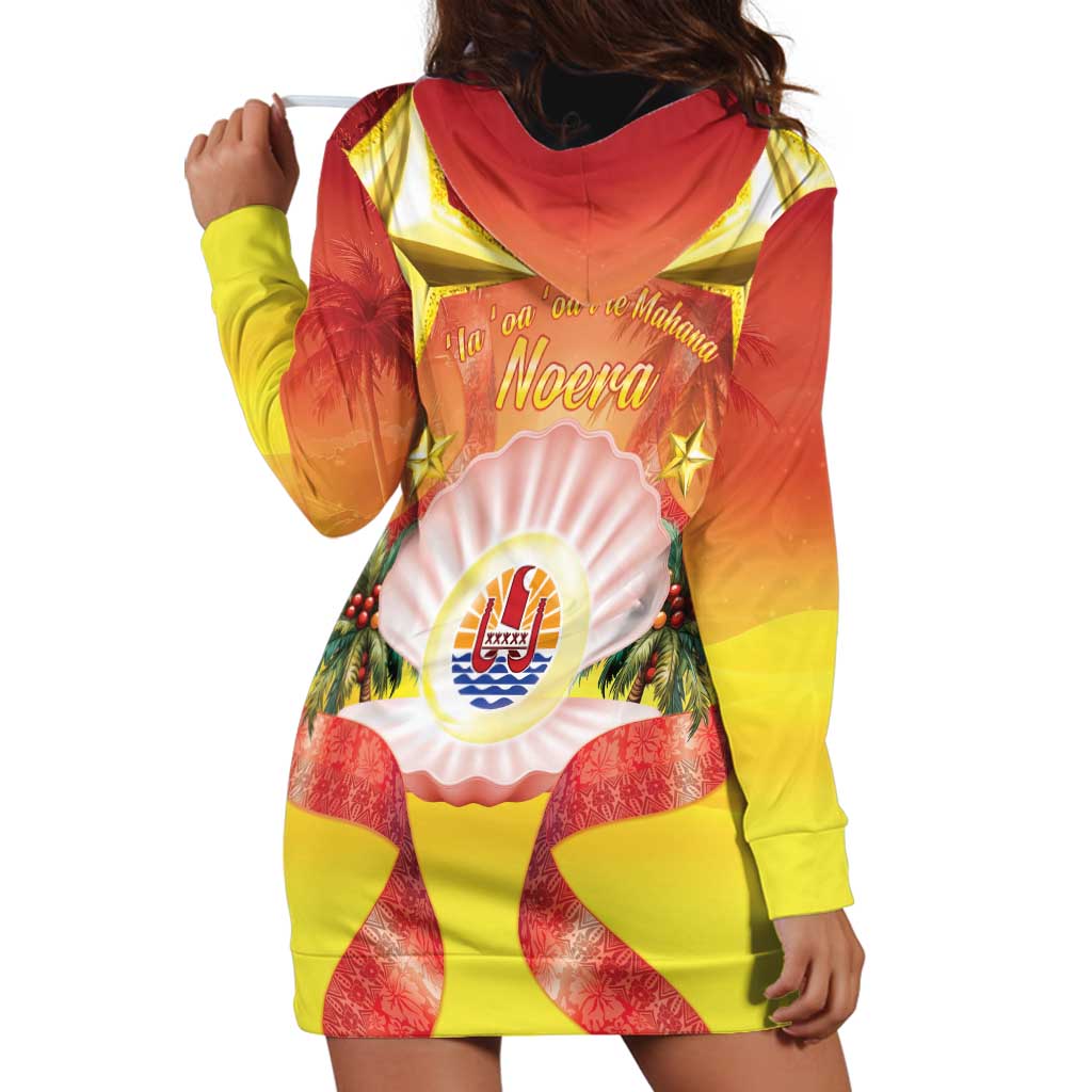 French Polynesia Christmas Hoodie Dress Seashell Santa Beach Vibes LT05 - Polynesian Pride
