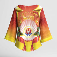 French Polynesia Christmas Kimono Sleeve Blouse Seashell Santa Beach Vibes LT05 - Polynesian Pride