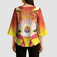 French Polynesia Christmas Kimono Sleeve Blouse Seashell Santa Beach Vibes LT05 - Polynesian Pride