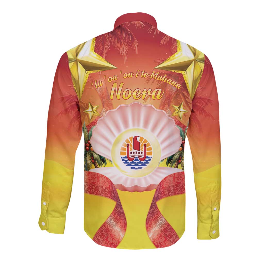 French Polynesia Christmas Long Sleeve Button Shirt Seashell Santa Beach Vibes LT05 - Polynesian Pride