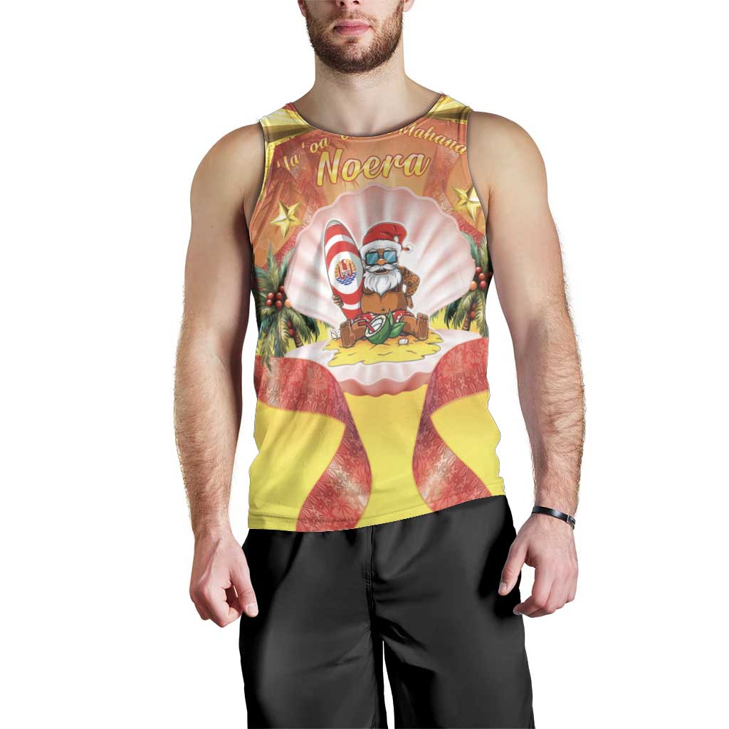 French Polynesia Christmas Men Tank Top Seashell Santa Beach Vibes - Polynesian Pride