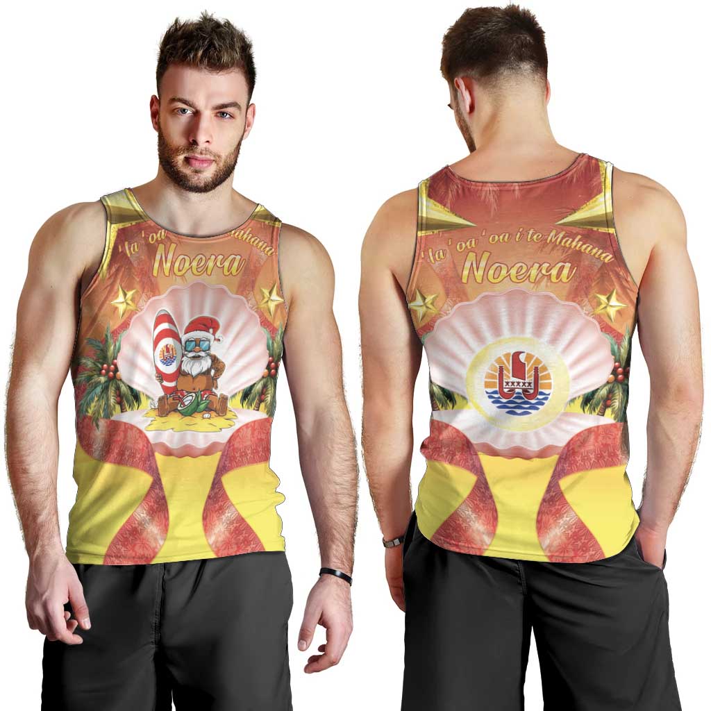French Polynesia Christmas Men Tank Top Seashell Santa Beach Vibes - Polynesian Pride