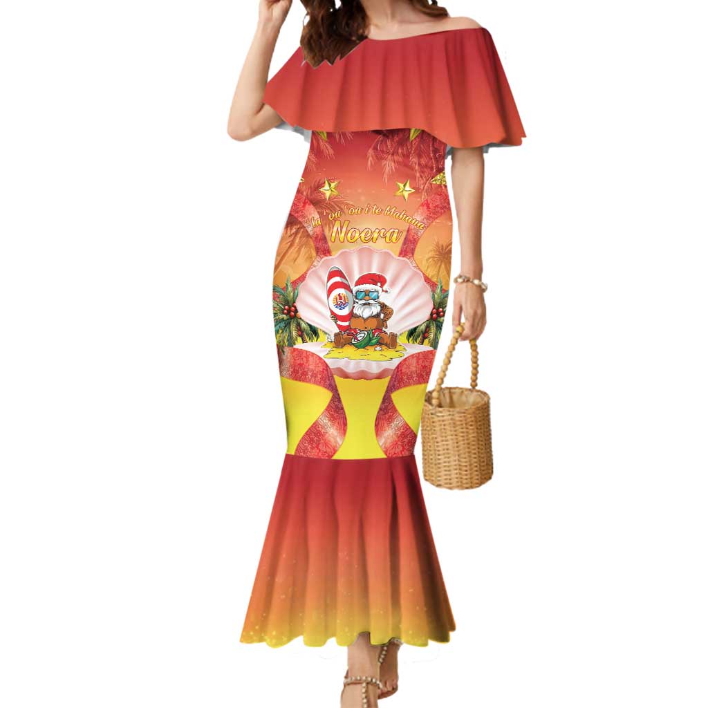 French Polynesia Christmas Mermaid Dress Seashell Santa Beach Vibes - Polynesian Pride