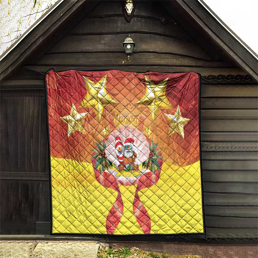 French Polynesia Christmas Quilt Seashell Santa Beach Vibes - Polynesian Pride
