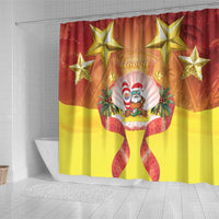 French Polynesia Christmas Shower Curtain Seashell Santa Beach Vibes - Polynesian Pride