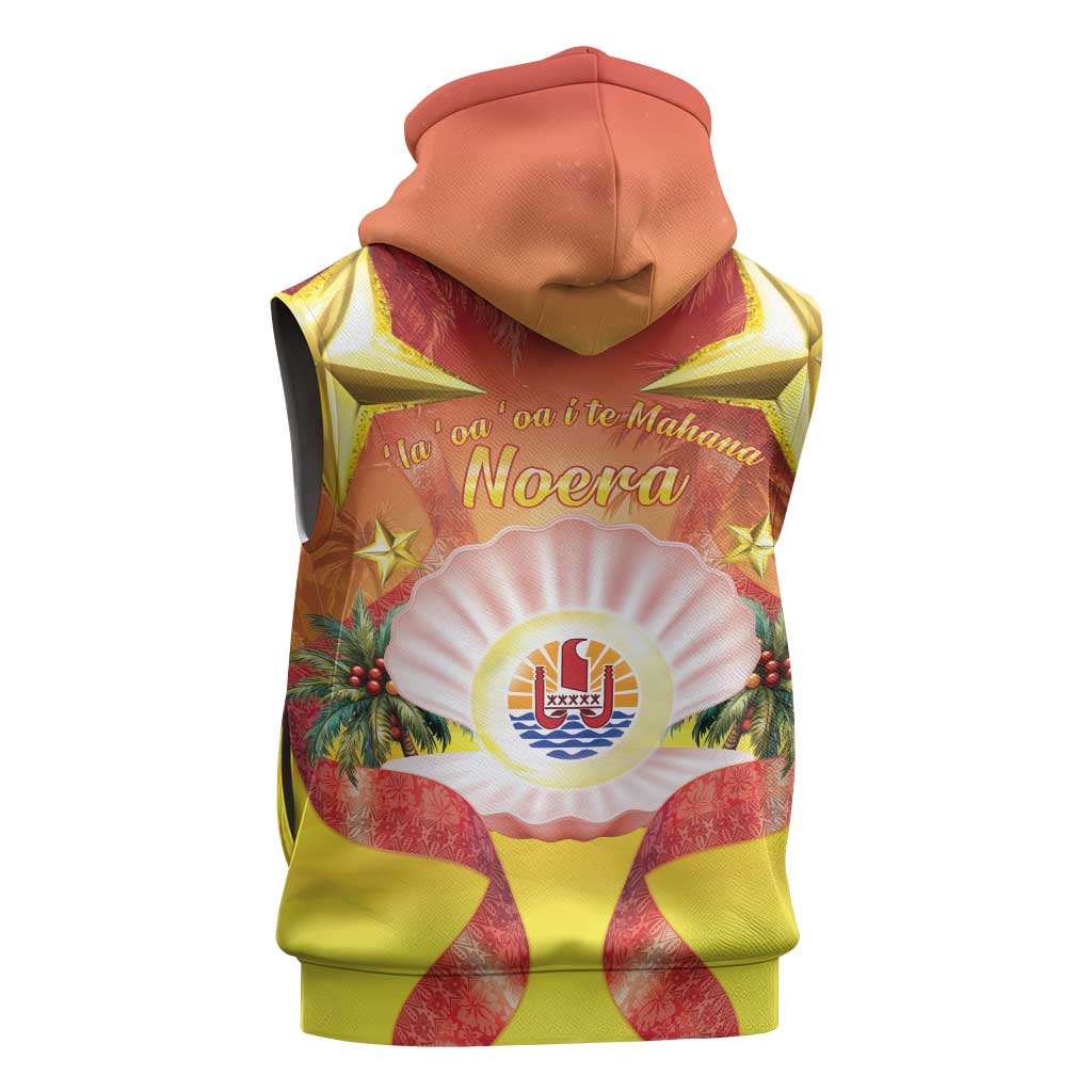 French Polynesia Christmas Sleeveless Hoodie Seashell Santa Beach Vibes LT05 - Polynesian Pride