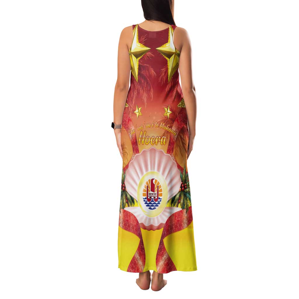 French Polynesia Christmas Tank Maxi Dress Seashell Santa Beach Vibes LT05 - Polynesian Pride