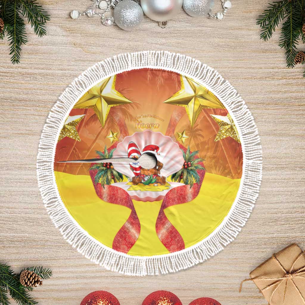 French Polynesia Christmas Tree Skirt Seashell Santa Beach Vibes - Polynesian Pride