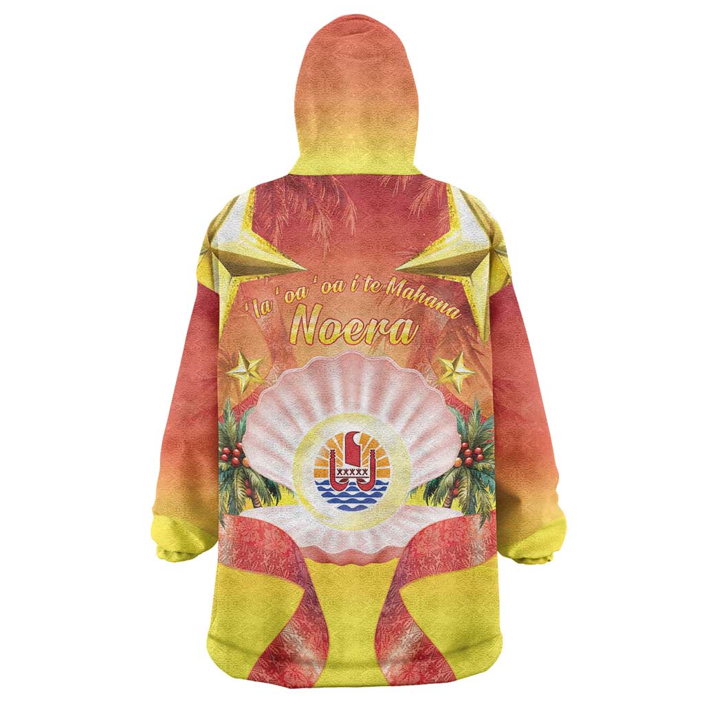 French Polynesia Christmas Wearable Blanket Hoodie Seashell Santa Beach Vibes LT05 - Polynesian Pride