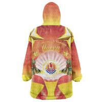 French Polynesia Christmas Wearable Blanket Hoodie Seashell Santa Beach Vibes LT05 - Polynesian Pride