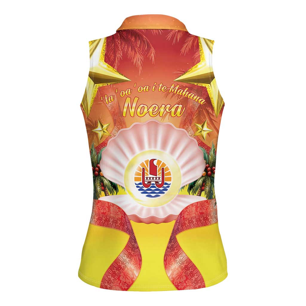 French Polynesia Christmas Women Sleeveless Polo Shirt Seashell Santa Beach Vibes LT05 - Polynesian Pride