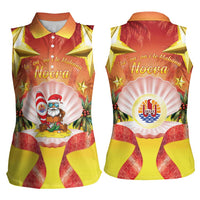 French Polynesia Christmas Women Sleeveless Polo Shirt Seashell Santa Beach Vibes LT05 - Polynesian Pride