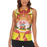 French Polynesia Christmas Women Sleeveless Polo Shirt Seashell Santa Beach Vibes LT05 - Polynesian Pride