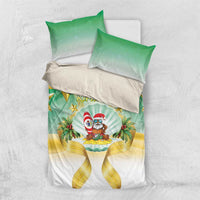 Cook Islands Christmas Bedding Set Seashell Santa Beach Vibes - Polynesian Pride