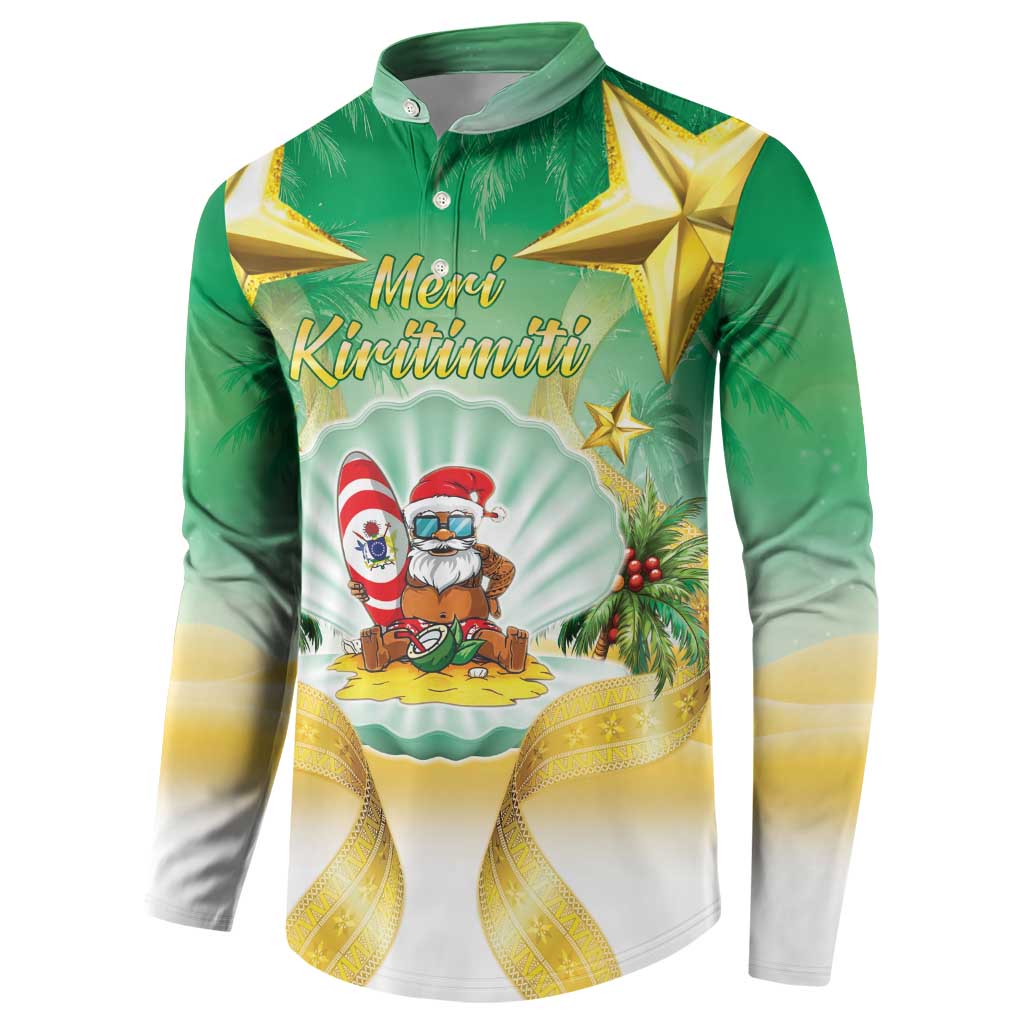 Cook Islands Christmas Button Sweatshirt Seashell Santa Beach Vibes - Polynesian Pride