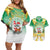 Cook Islands Christmas Couples Matching Off Shoulder Short Dress and Hawaiian Shirt Seashell Santa Beach Vibes - Polynesian Pride