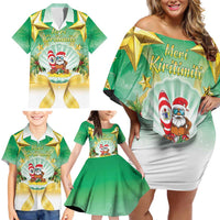 Cook Islands Christmas Family Matching Off Shoulder Short Dress and Hawaiian Shirt Seashell Santa Beach Vibes - Polynesian Pride
