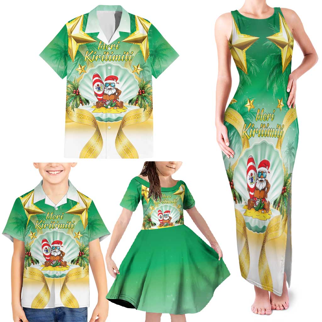 Cook Islands Christmas Family Matching Tank Maxi Dress and Hawaiian Shirt Seashell Santa Beach Vibes - Polynesian Pride