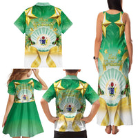Cook Islands Christmas Family Matching Tank Maxi Dress and Hawaiian Shirt Seashell Santa Beach Vibes - Polynesian Pride