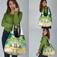 Cook Islands Christmas Grocery Bag Seashell Santa Beach Vibes - Polynesian Pride