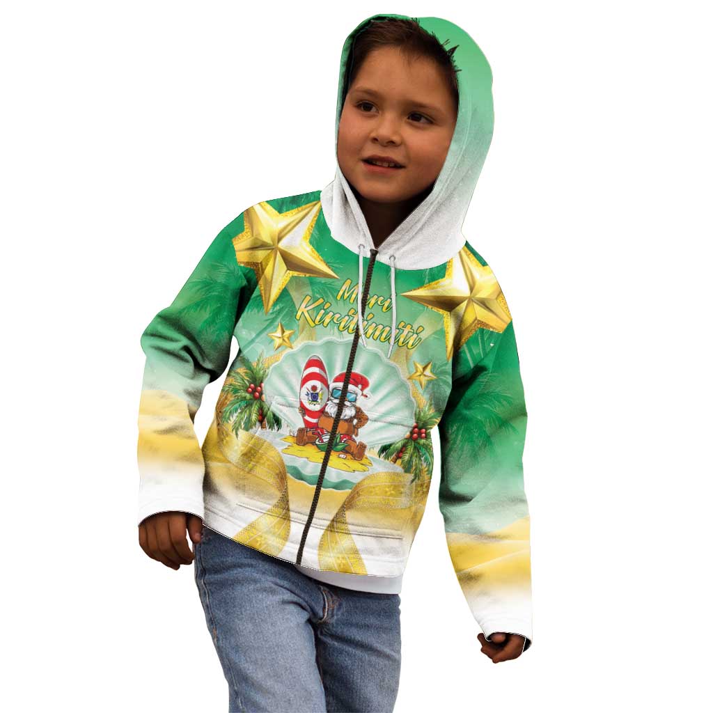 Cook Islands Christmas Kid Hoodie Seashell Santa Beach Vibes - Polynesian Pride