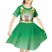 Cook Islands Christmas Kid Short Sleeve Dress Seashell Santa Beach Vibes - Polynesian Pride